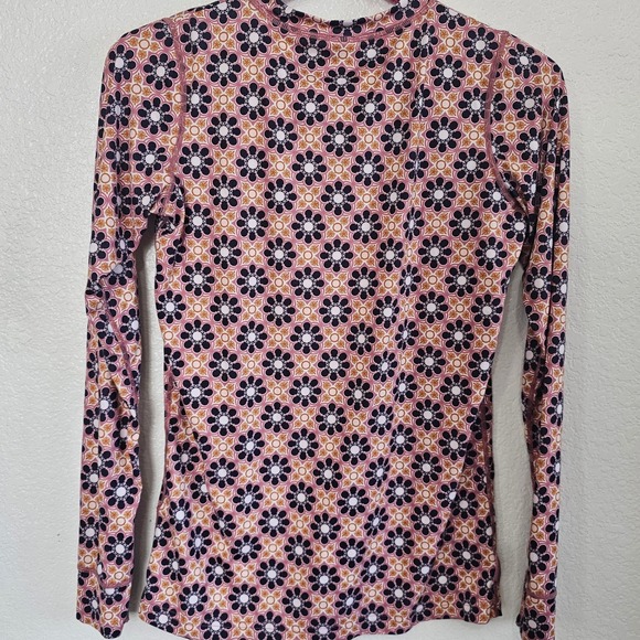 Kari Traa Womens Base Layer Top Pink Navy Floral Geometric Long Sleeve Shirt M - Picture 4 of 4
